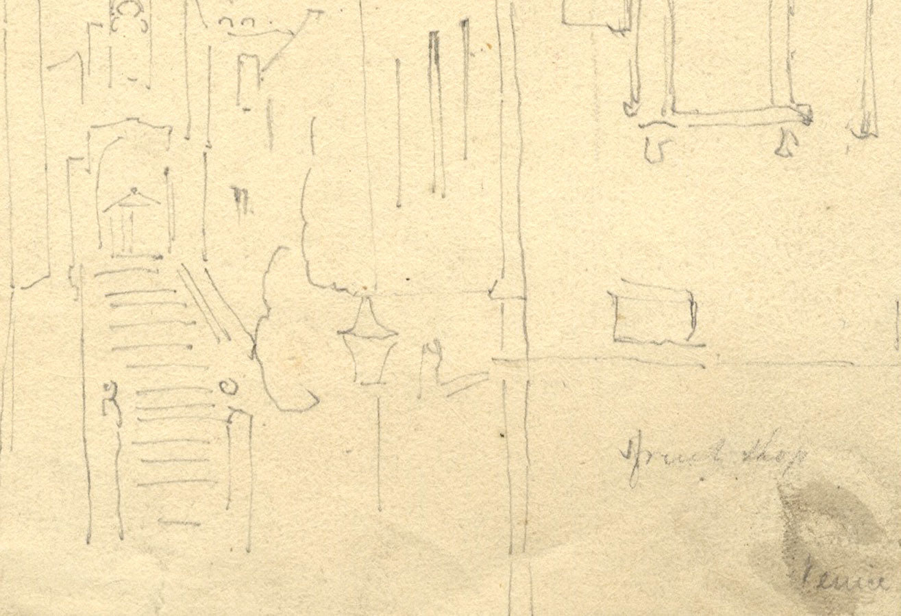 Atribuido por James Holland OWS, Estudio de Venecia – Dibujo a grafito de principios del siglo XIX