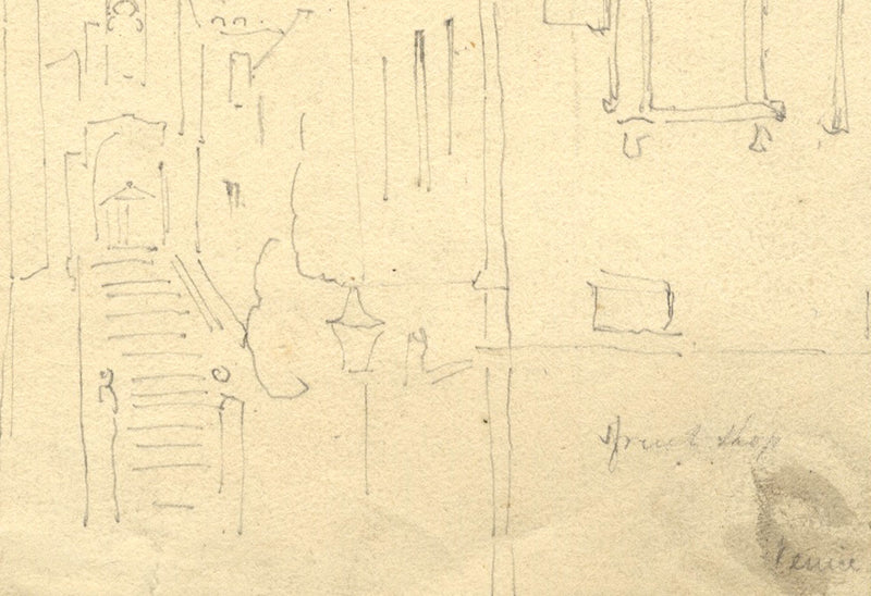 Atribuido por James Holland OWS, Estudio de Venecia – Dibujo a grafito de principios del siglo XIX