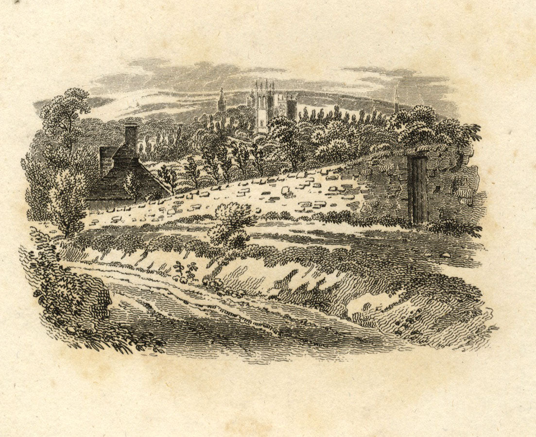 View of Cathedral – Original early 19th-century engraving print