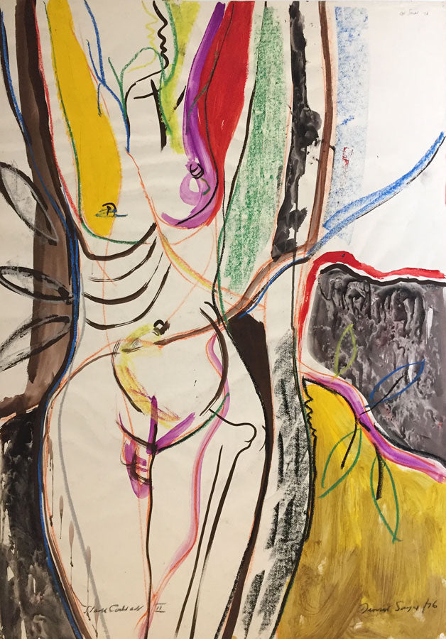 Derrick Latimer Sayer, Stark Contrast II, Abstract Nude –1976 mixed media painting