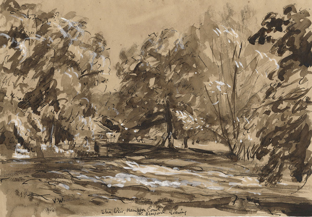 Vernon Wethered NEAC, Weir, Hampton Court, Hereford – Early C20th watercolour