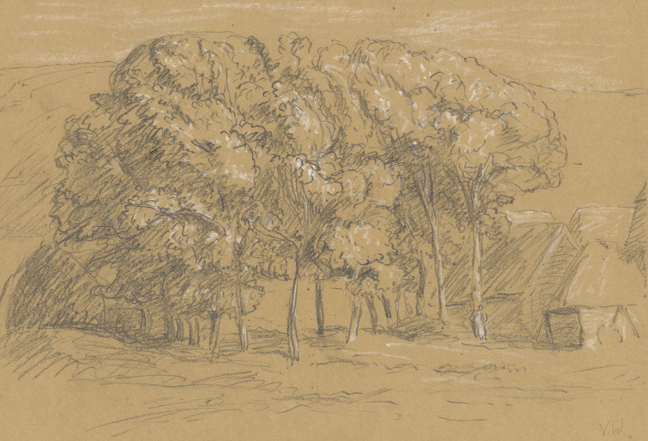Vernon Wethered NEAC, Farmhouse, Seaford, Sussex –Early C20th graphite drawing