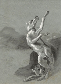 Boar Hunting after Abraham Danielsz. Hondius –Early 19th-century chalk drawing