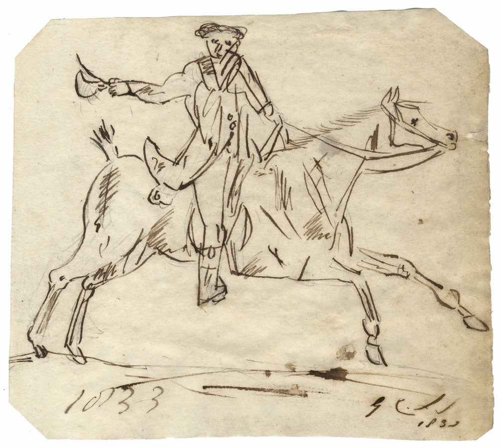 Charles Loraine-Smith, Gentleman on Horseback – Original 1833 pen & ink drawing