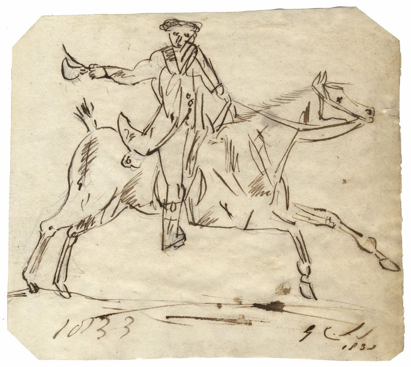 Charles Loraine-Smith, Gentleman on Horseback – Original 1833 pen & ink drawing