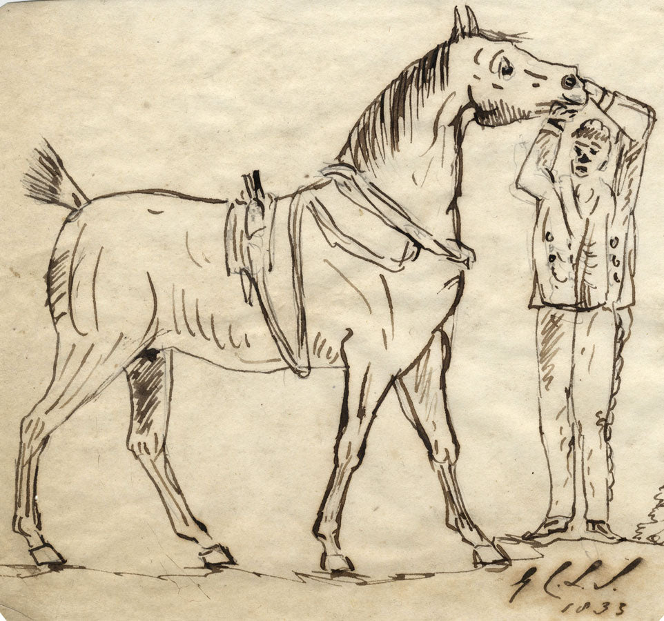 Charles Loraine-Smith, Horse & Rider – Original 1833 pen & ink drawing