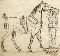Charles Loraine-Smith, Horse & Rider – Original 1833 pen & ink drawing