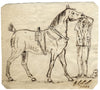 Charles Loraine-Smith, Caballo y jinete – Dibujo original a pluma y tinta de 1833