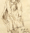 Charles Loraine-Smith, Portrait of Anguish – Original 1818 pen & ink drawing