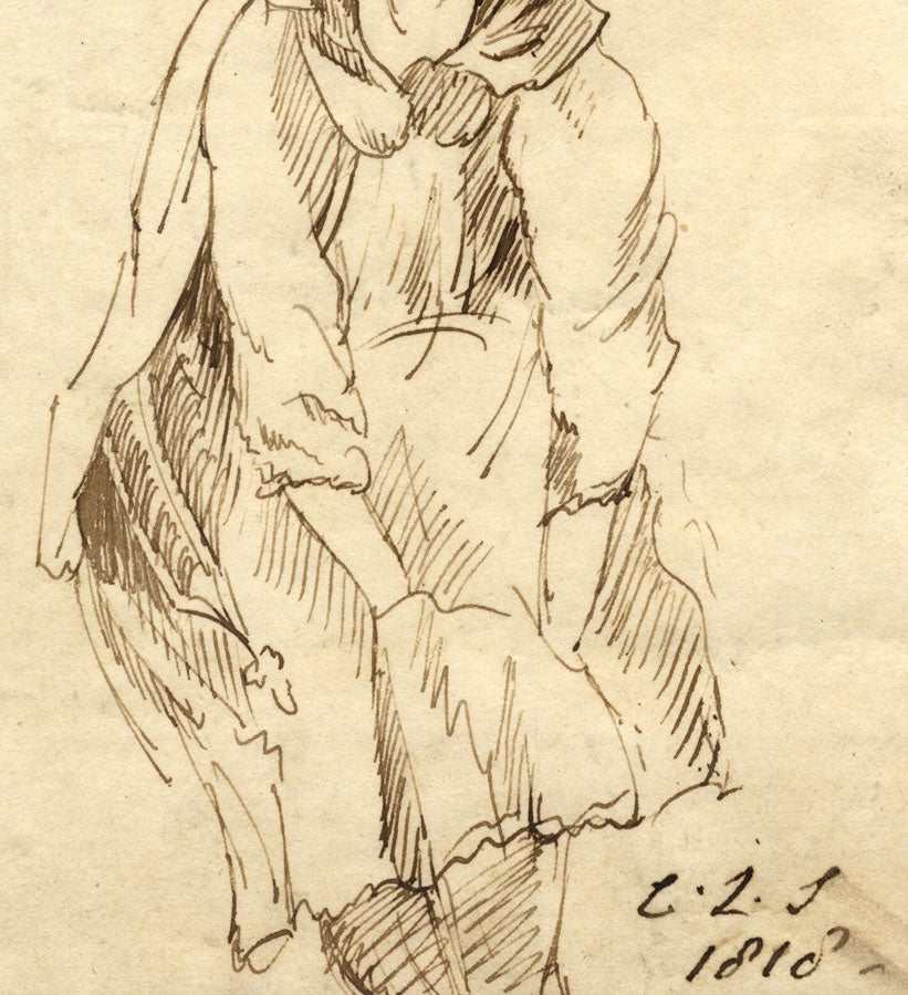 Charles Loraine-Smith, Portrait of Anguish – Original 1818 pen & ink drawing