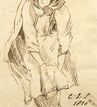 Charles Loraine-Smith, Portrait of Anguish – Original 1818 pen & ink drawing