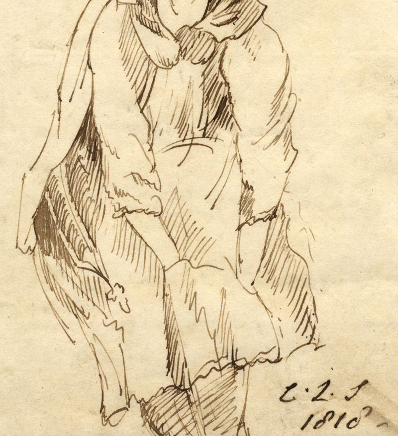 Charles Loraine-Smith, Portrait of Anguish – Original 1818 pen & ink drawing