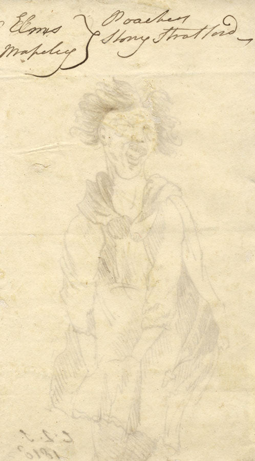 Charles Loraine-Smith, Portrait of Anguish – Original 1818 pen & ink drawing