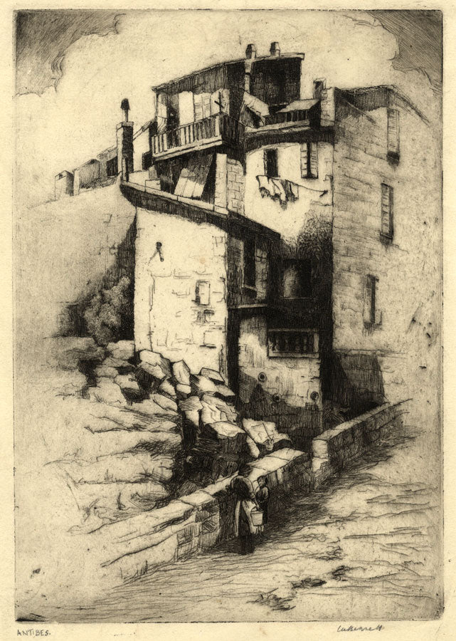 Bennett, Old Town, Antibes, Côte d’Azur – Early 20th-century etching print