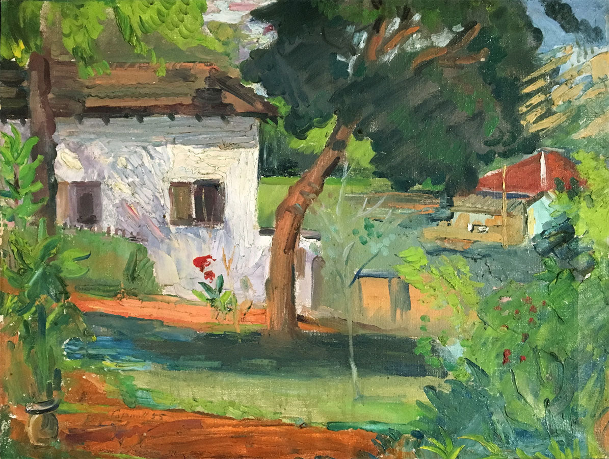 Edward Bainbridge Copnall, Servant's Quarters, Rangoon, Burma –1955 oil painting