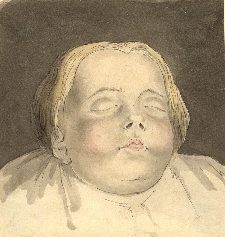 Louis-Philippe Boitard, Head: Sleeping Child – 18th-century watercolour painting