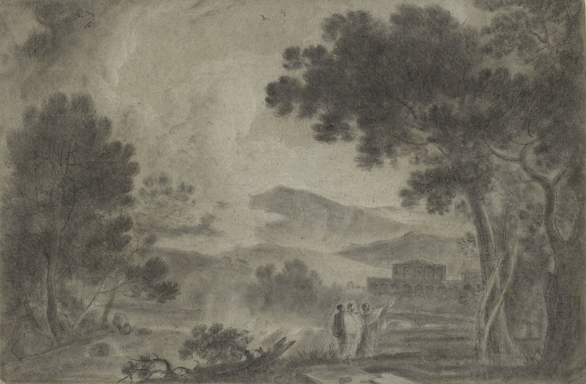 After Richard Wilson RA, Cicero at his Villa – 18th-century chalk drawing