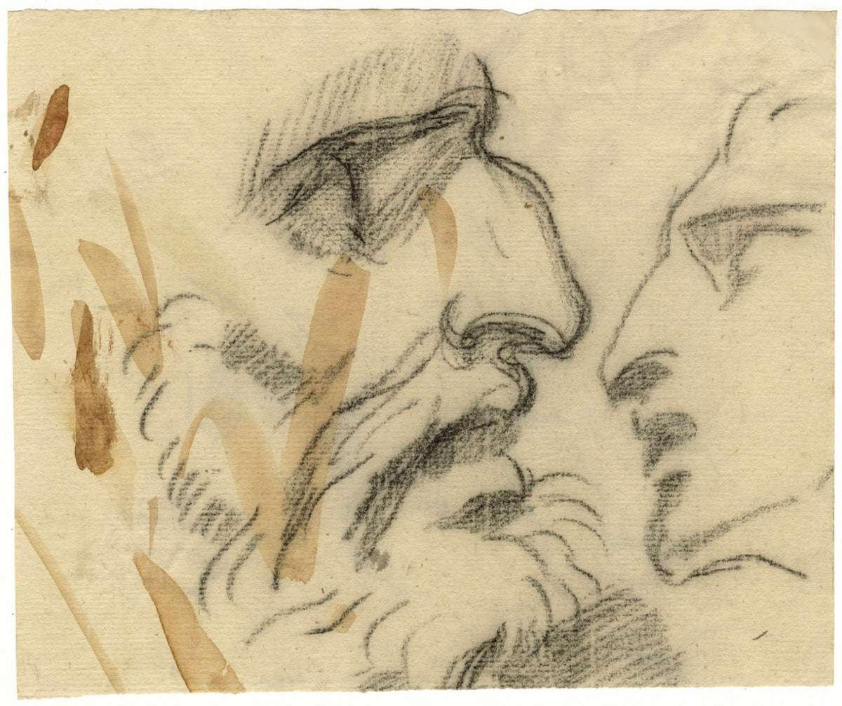 William Lock the Younger, Portrait Studies of Man in Profile – c.1780 drawing