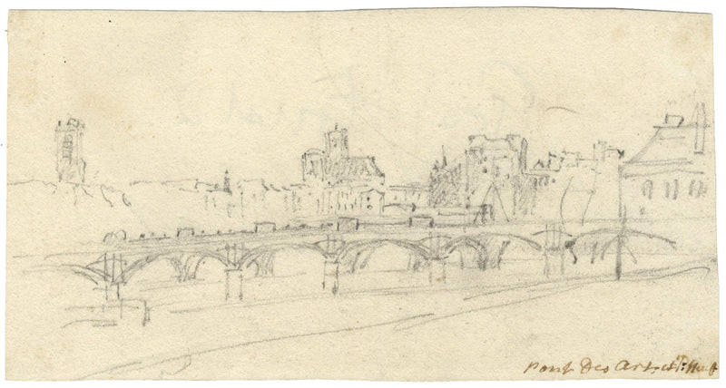 George Arnald ARA, Pont des Arts & Pont Neuf, Paris – c.1818 graphite drawing