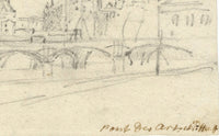 George Arnald ARA, Pont des Arts & Pont Neuf, Paris – c.1818 graphite drawing