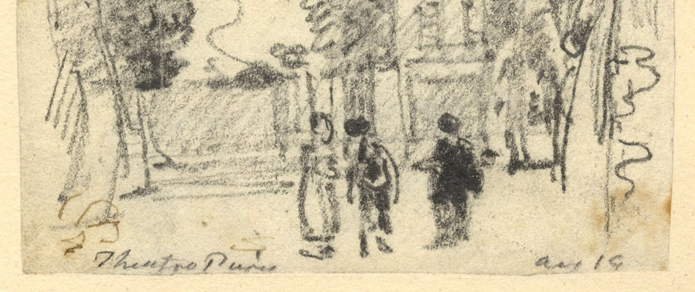 George Arnald ARA, At the Theatre, Paris – Original c.1818 graphite drawing