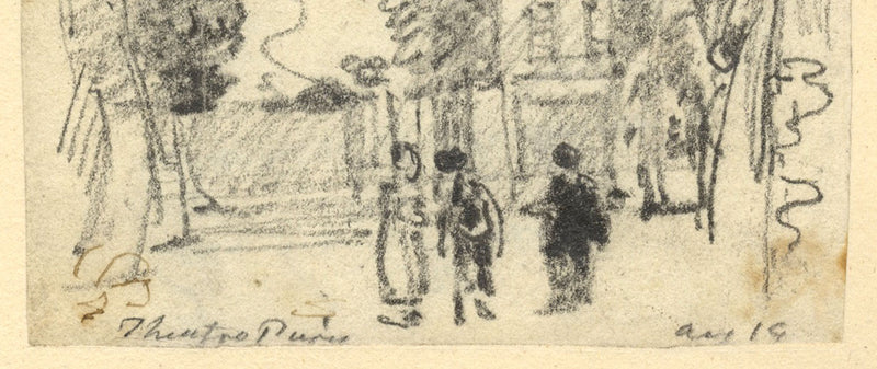 George Arnald ARA, At the Theatre, Paris – Original c.1818 graphite drawing