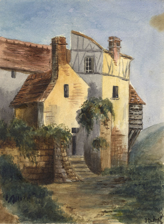 Dashwood, Continental Timber-framed House – Original 1877 watercolour painting