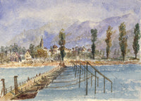 Cowan, Bridge of Boats, Rhine, Neuenburg –Late 19th-century watercolour painting