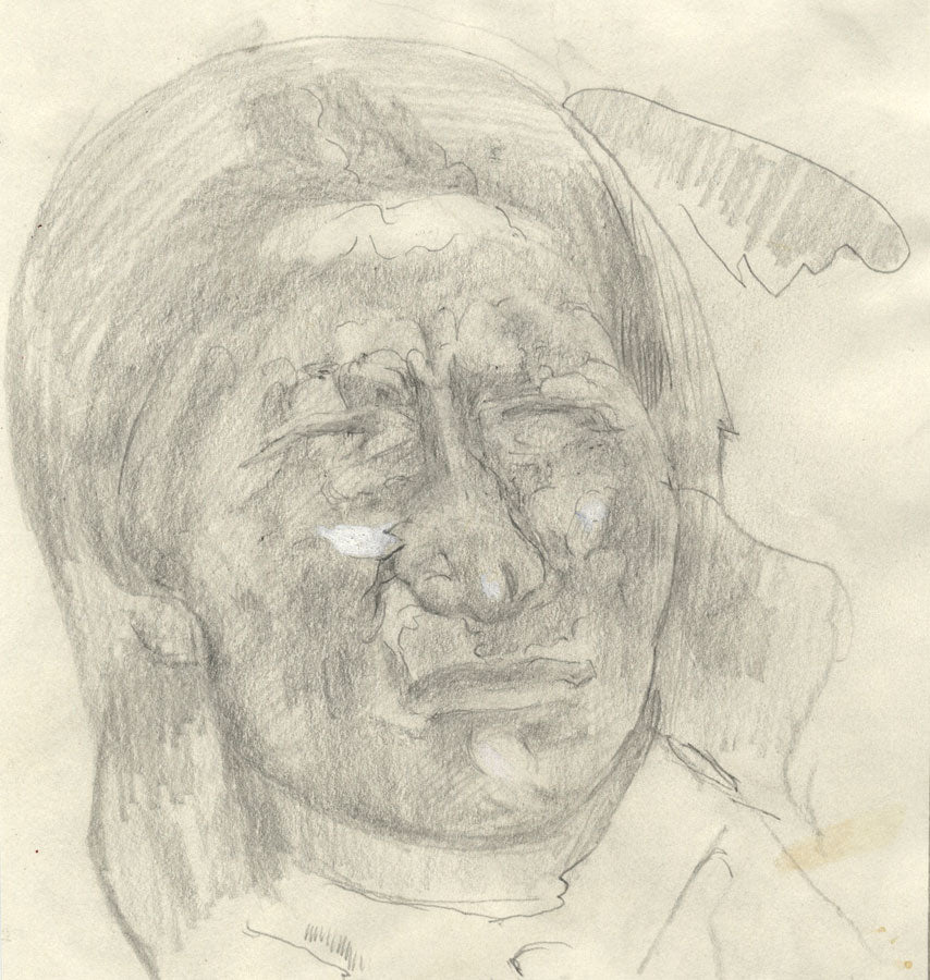 D. Clarke, Native American Portrait Study – Original 1960s graphite drawing