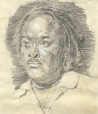 D. Clarke, Indigenous Person with Piercings – Original 1960s graphite drawing