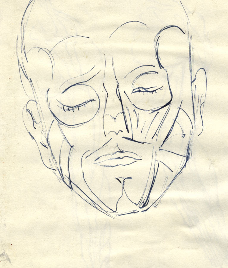 D. Clarke, Indigenous Person with Piercings – Original 1960s graphite drawing