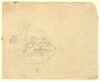 Schizzo di paesaggio, studio di riflessione – disegno a grafite di inizio Ottocento