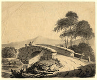 Figures in Picturesque Landscape – Early 19th-century watercolour in grisaille