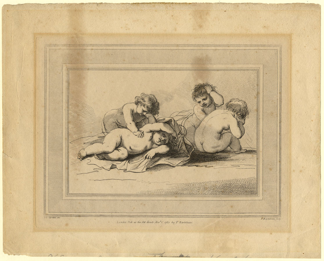 Francesco Bartolozzi RA after Cipriani, Four Putti – Original 1787 etching print