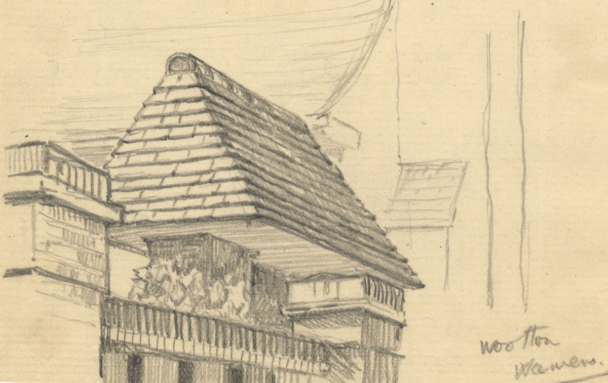 Kenneth E. Wootton, Architectural Roof Detail – 1910s graphite drawing