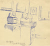 Kenneth E. Wootton, Interno dell'ufficio, South Park, Lincoln – disegno a penna e inchiostro del 1942