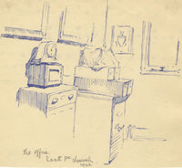 Kenneth E. Wootton, Interno dell'ufficio, South Park, Lincoln – disegno a penna e inchiostro del 1942