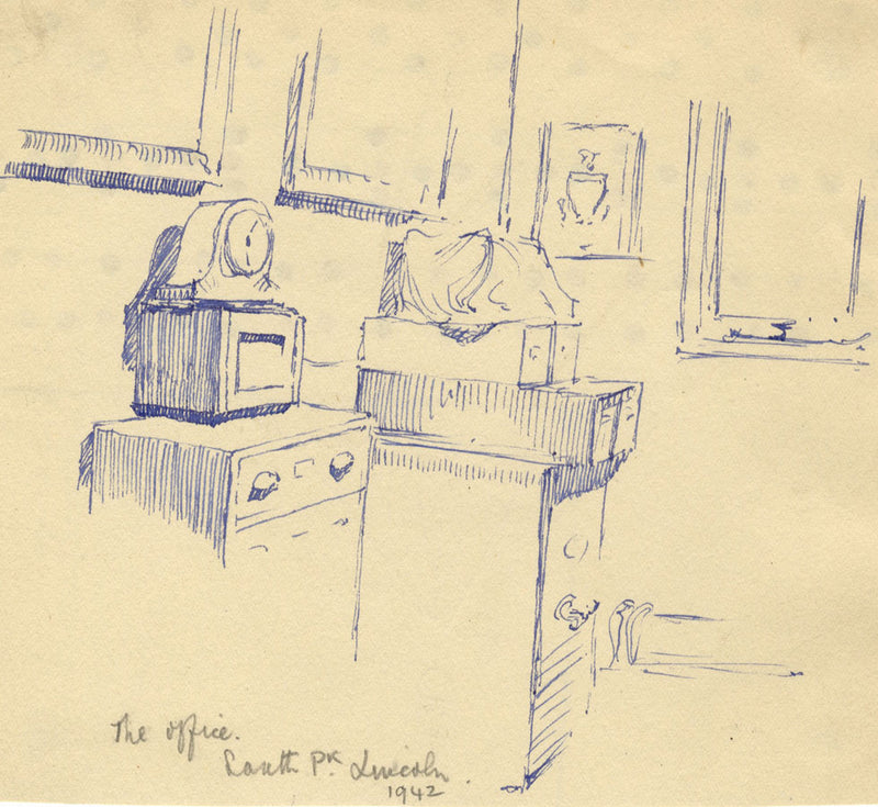 Kenneth E. Wootton, Interno dell'ufficio, South Park, Lincoln – disegno a penna e inchiostro del 1942