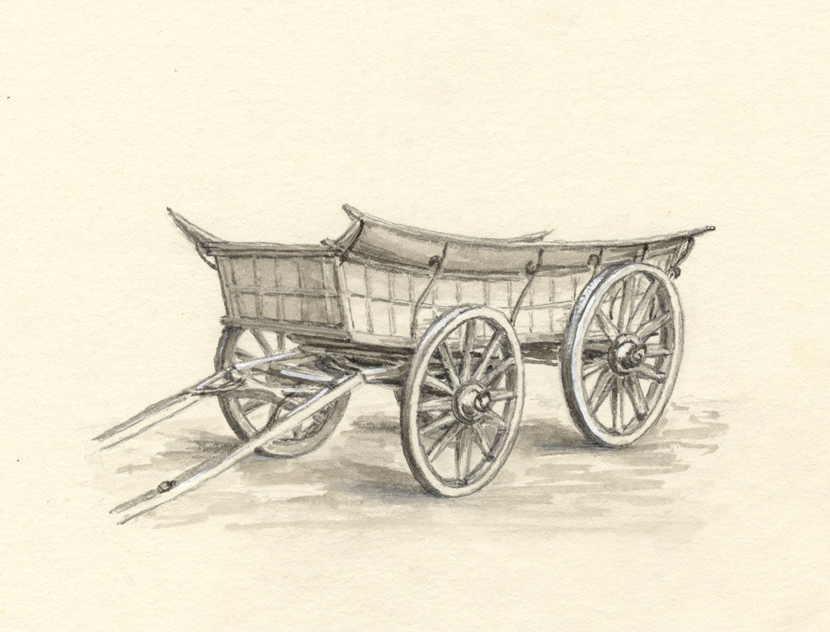 Claire Rome, Four Wheeled Trap – Original mid-20th-century watercolour painting