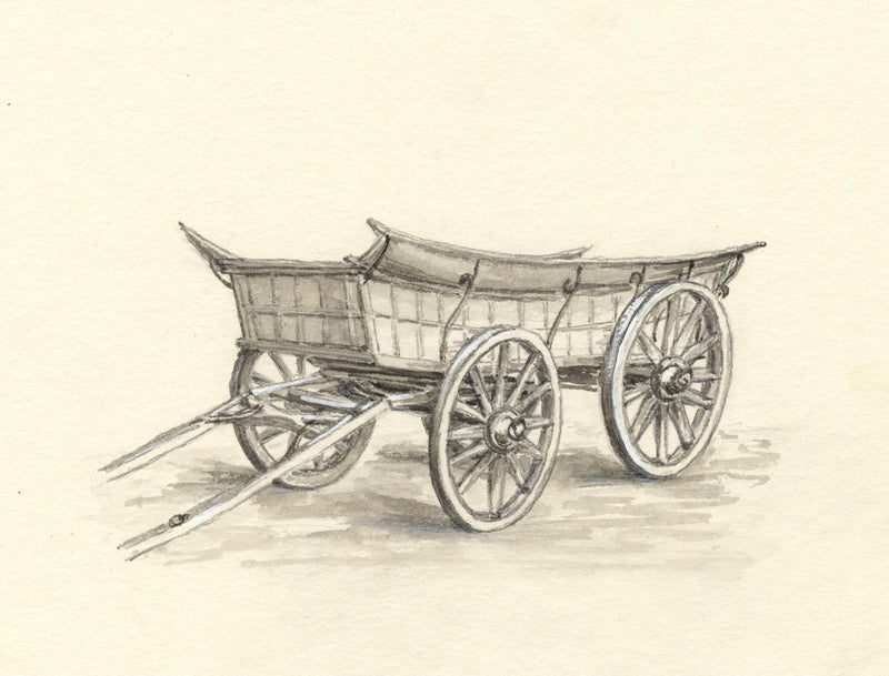 Claire Rome, Four Wheeled Trap – Original mid-20th-century watercolour painting