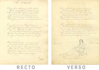 Copperplate Poem, Elegy To Edward, with Mother & Child Ink Drawing – 1834