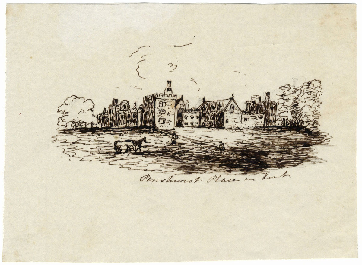 MMAB, Penshurst Place, Kent – ​​Disegno originale a penna e inchiostro della metà del XIX secolo