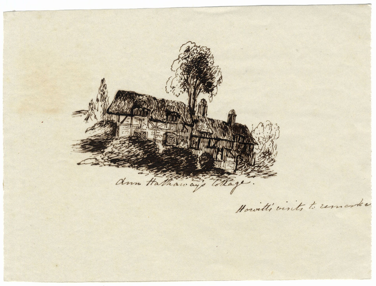 MMAB, Anne Hathaway's Cottage – Disegno originale a penna e inchiostro della metà del XIX secolo