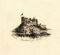 M.M.A.B., Bamburgh Castle – Original mid-19th-century pen & ink drawing