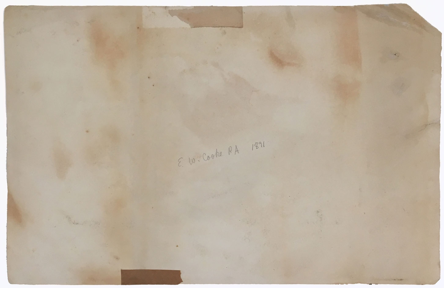 E.W., Mountain View with Lake & Hut, Horrà – Original 1891 watercolour painting