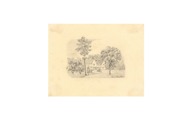 Country House in Miniature – Original 19th-century graphite drawing