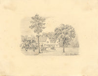 Casa di campagna in miniatura – Disegno originale a grafite del XIX secolo