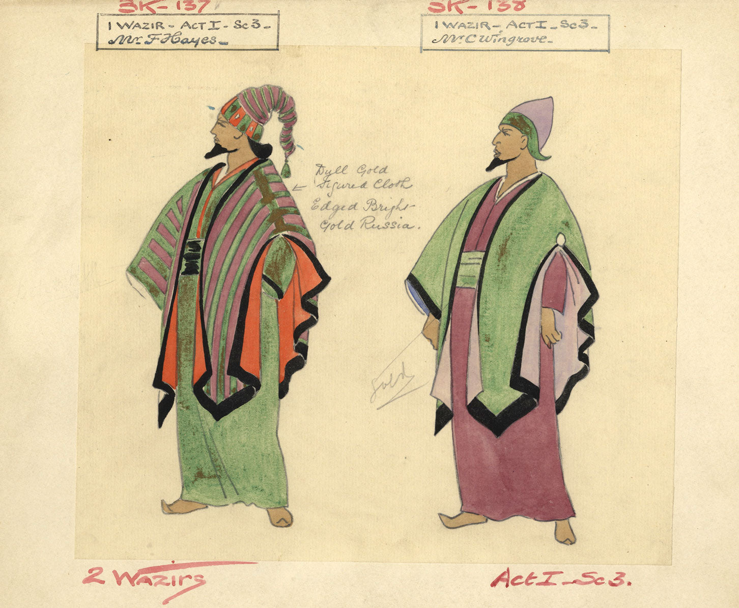 Costumier after Percy Anderson, Costume Design for 'Cairo' 1921: Two Wazirs
