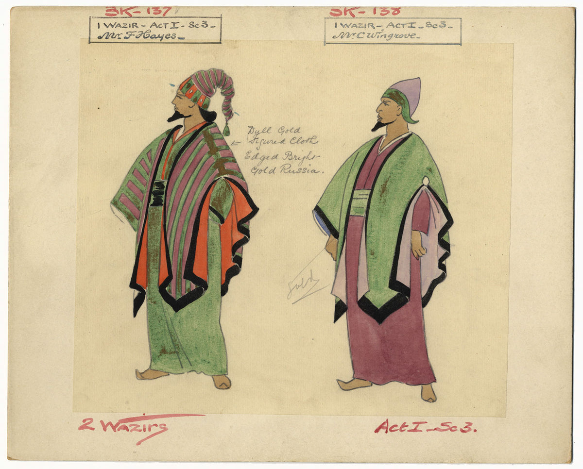 Costumier after Percy Anderson, Costume Design for 'Cairo' 1921: Two Wazirs