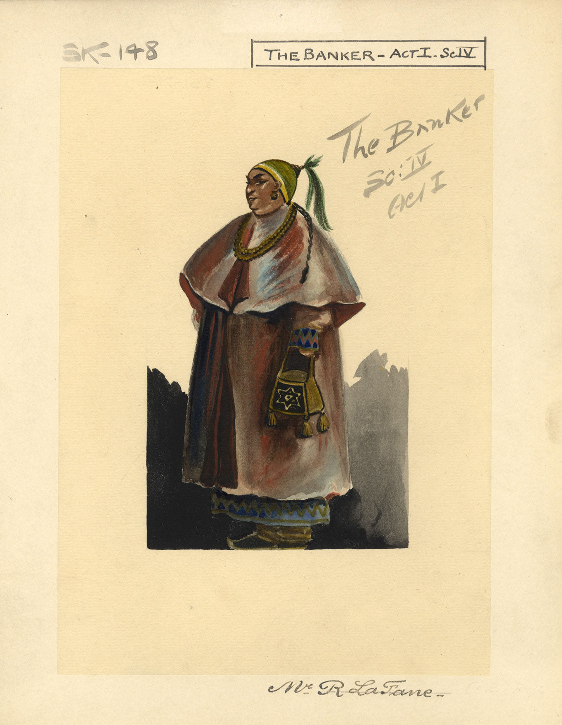 Percy Anderson, Original Theatre Costume Design for 'Cairo' 1921: The Banker
